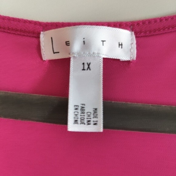 Leith Hot Pink Tie  Barbiecore Front Cutout Midi Plus Dress size 1X - Picture 13 of 13